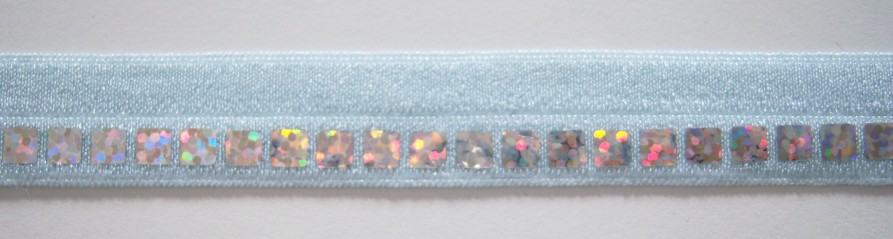 Baby Blue Square Sequin Fold Over Elastic