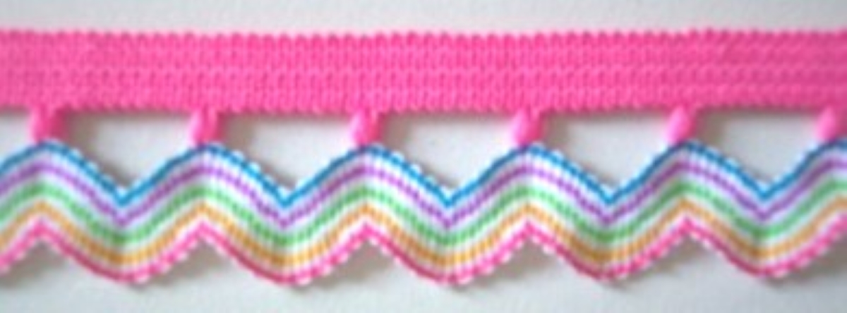 Hot Pink Multi 3/4 Inch Wavy Elastic