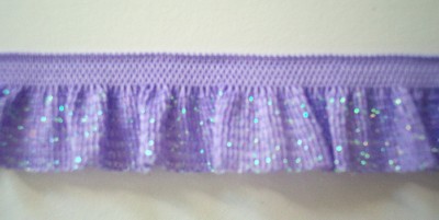 Lavender Sparkle 3/4 Inch Ruffled Elastic