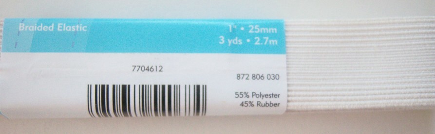 White 1 Inch Elastic Hank