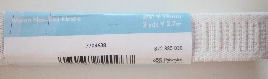 White Non Roll 3/4 Inch Elastic Hank