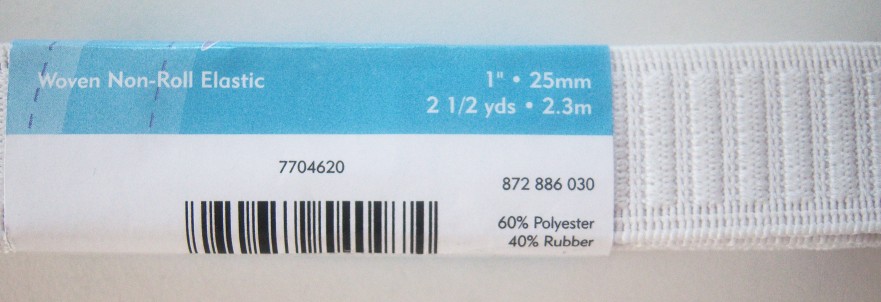 White Non Roll 1 Inch Elastic Hank
