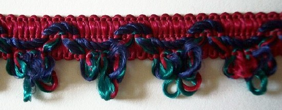 Wine/Navy/Green Fringe Braid