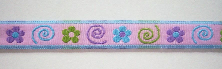Pink/Blue 1/2" Jacquard