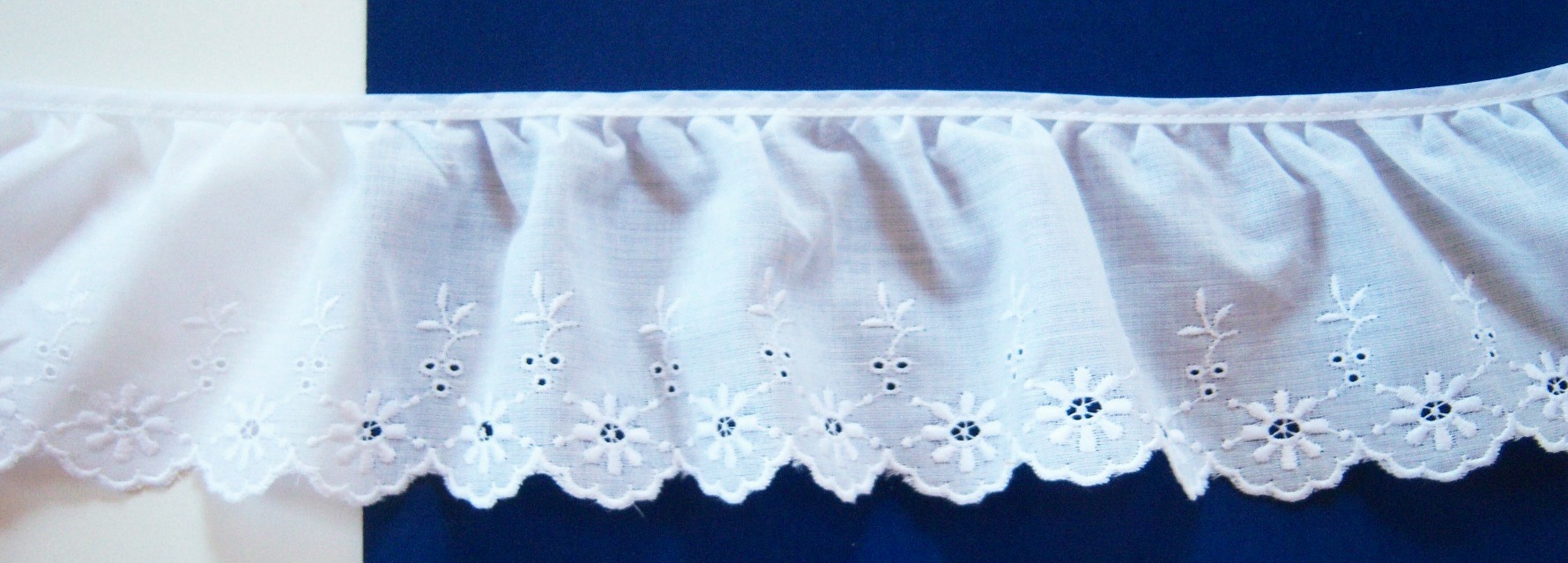 White 3" Gathered Eyelet