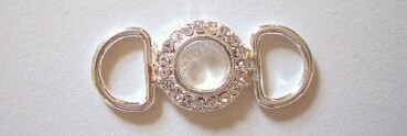 Silver Austrian Crystal 9/16" x 1 3/8" Buckle