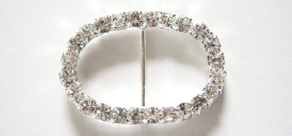 Silver Austrian Crystal 1 1/8" x 1 5/8" Buckle