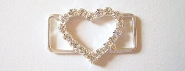 Silver Austrian Crystal 3/4" x 1 1/4" Heart Buckle
