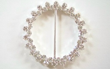 Silver Austrian Crystal 1 5/8" Round Buckle
