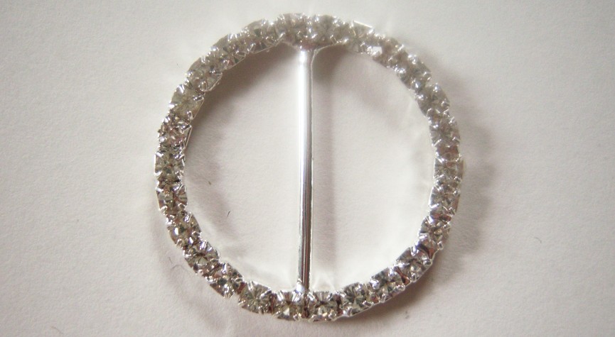 Silver Rhinestone 1 1/2" Round Buckle