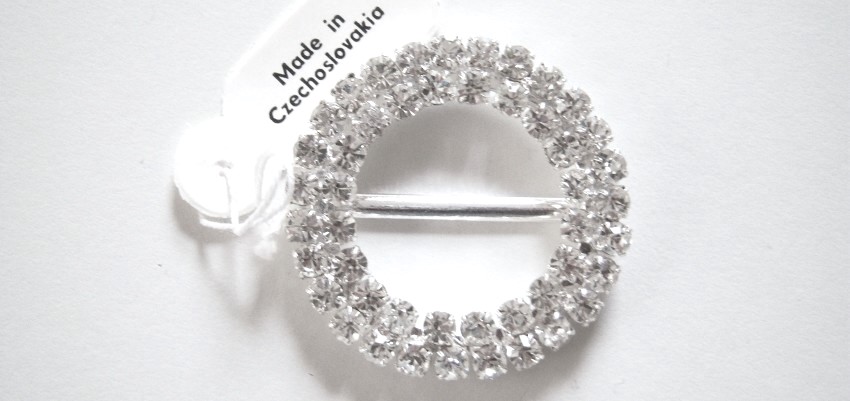 Swarovski Round 2 Row 3/8" x 1 3/4" Buckle