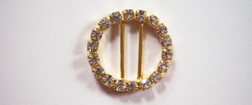 Gold Austrian Crystal 1" Round Buckle
