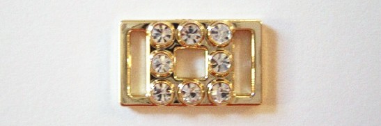 Gold Austrian Crystal Plastic 1/2" x 15/16" Buckle
