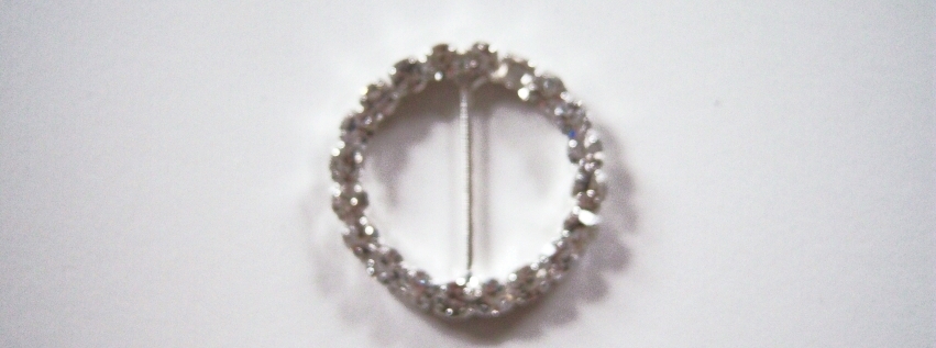 Silver Austrian Crystal 1 1/4" Round Buckle