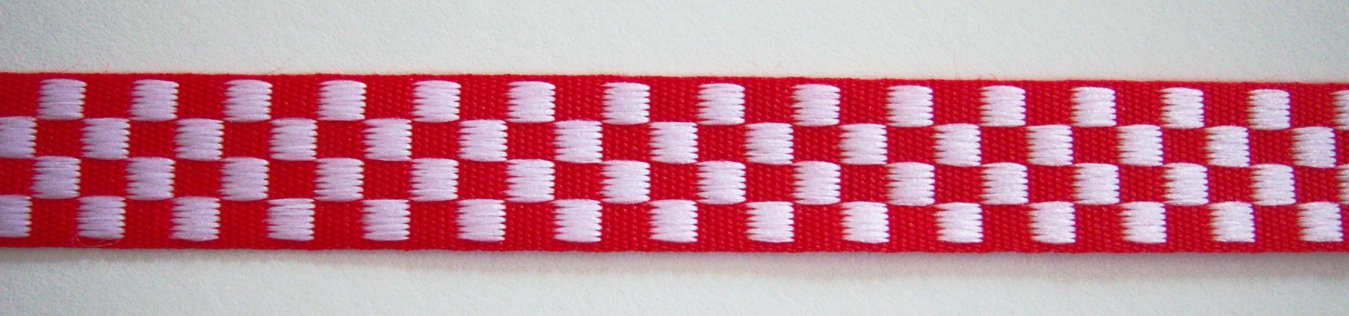 Red/White Check 5/8 Inch Jacquard