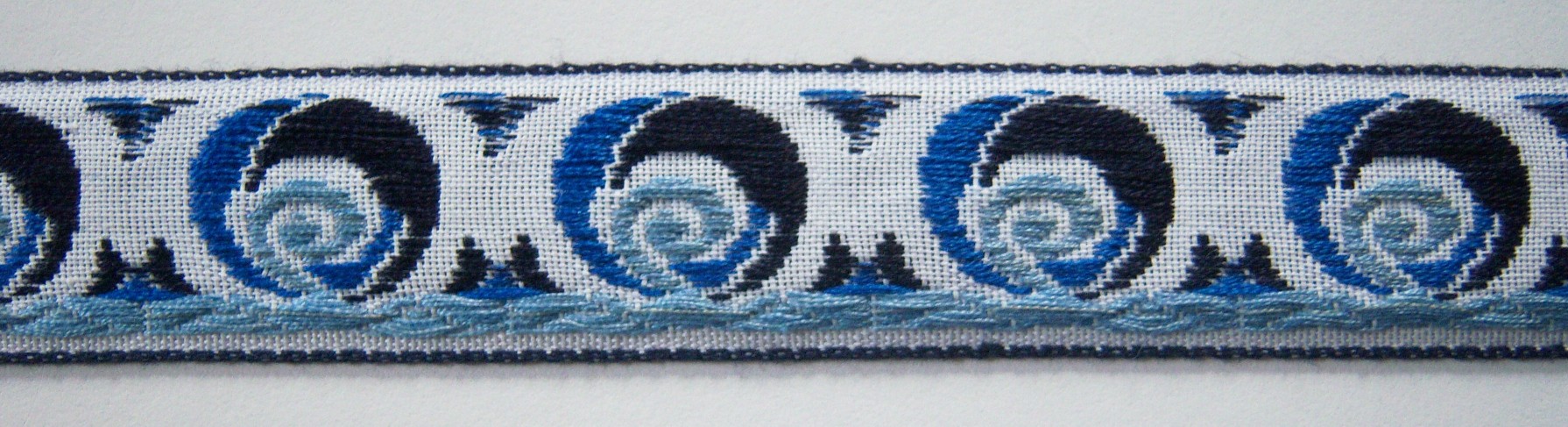 White/Blue Waves 1 Inch Jacquard