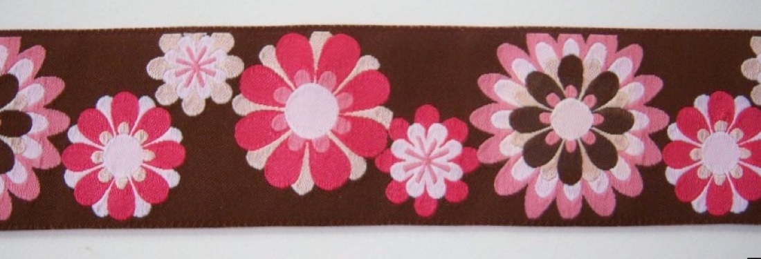 Cocoa/Pink 1 1/2 Inch Jacquard