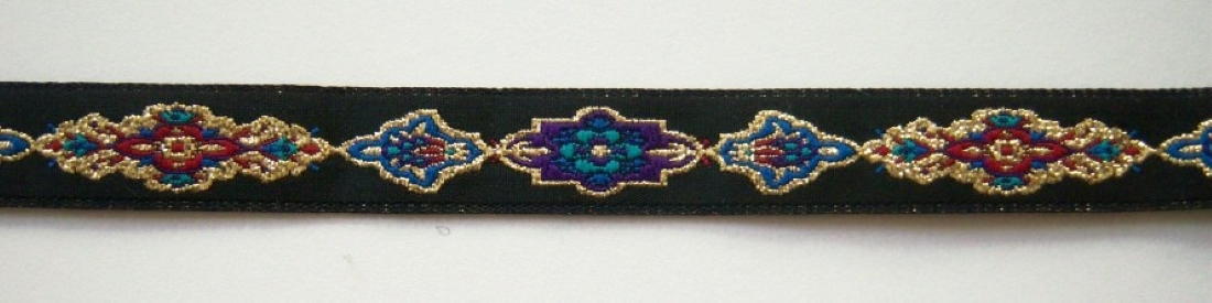 Black/Blue/Gold 9/16" Jacquard