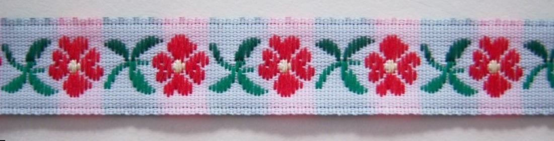 Red Flower/Green 1/2" Jacquard