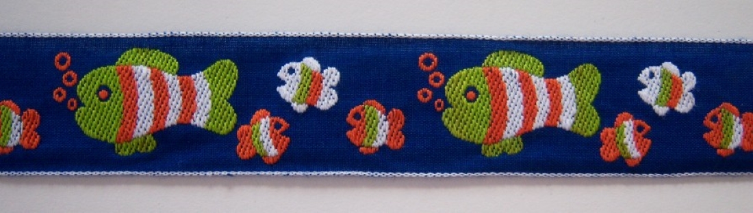 Royal Blue Fish Family 1 1/8 Inch Jacquard