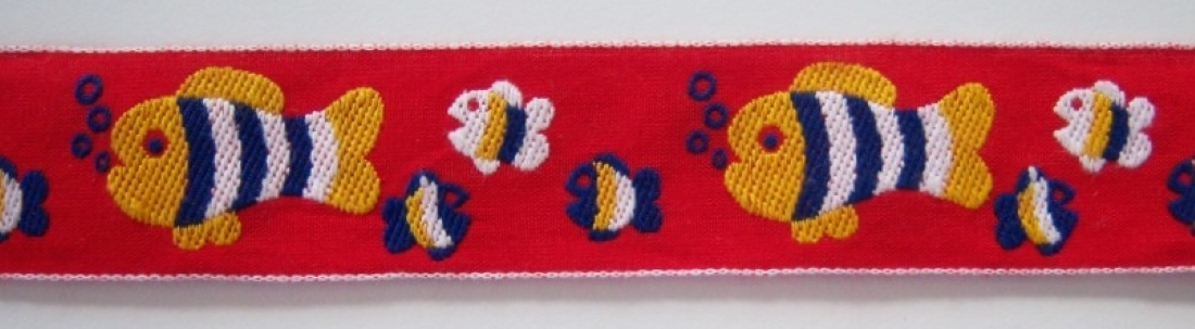 Red Fish Family 1 1/8 Inch Jacquard