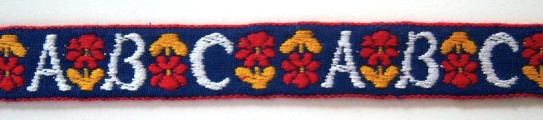 Royal/White A-B-C 3/4 Inch Jacquard