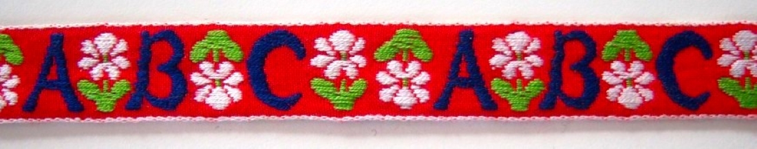 Red/Navy A-B-C 3/4 Inch Jacquard