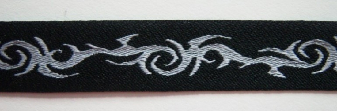 Black/Light Grey 9/16 Inch Jacquard