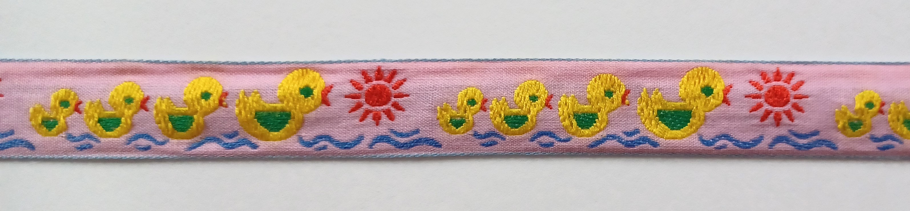 Pink/Yellow Ducks 15/16 Inch Jacquard