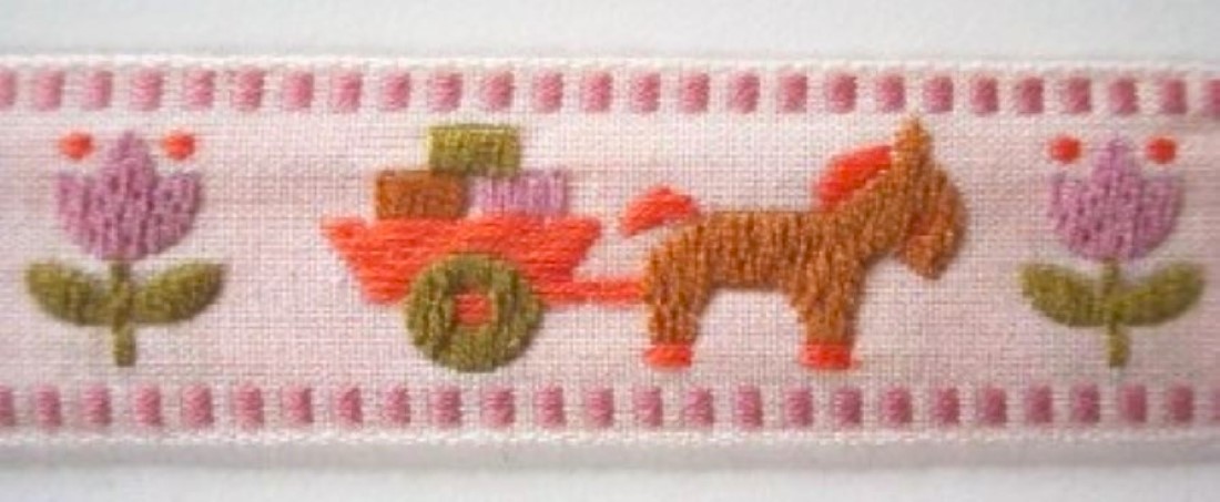 Ivory/Cocoa 1 1/8 Inch Pony/Cart Jacquard