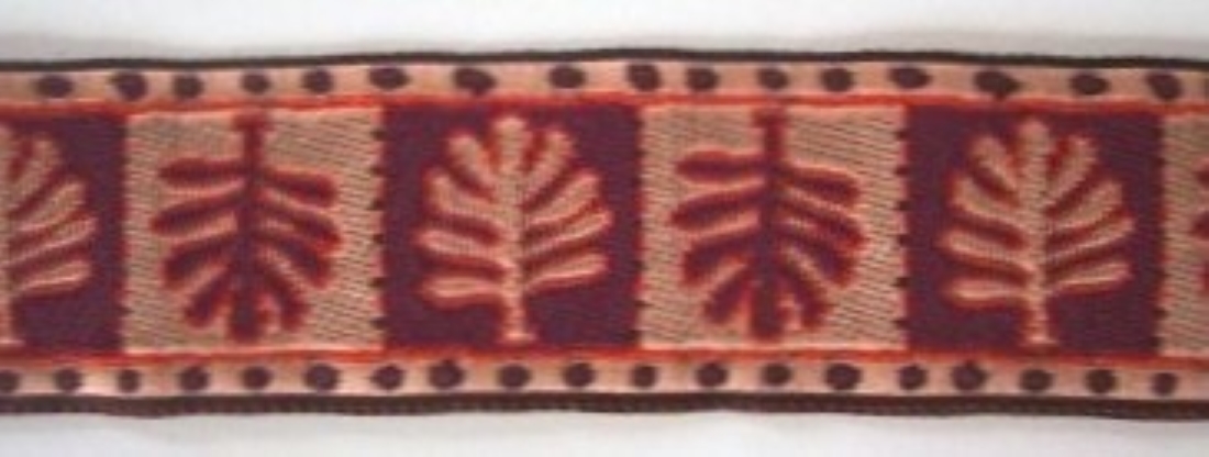 Plum/Beige 1 Inch Jacquard Trim