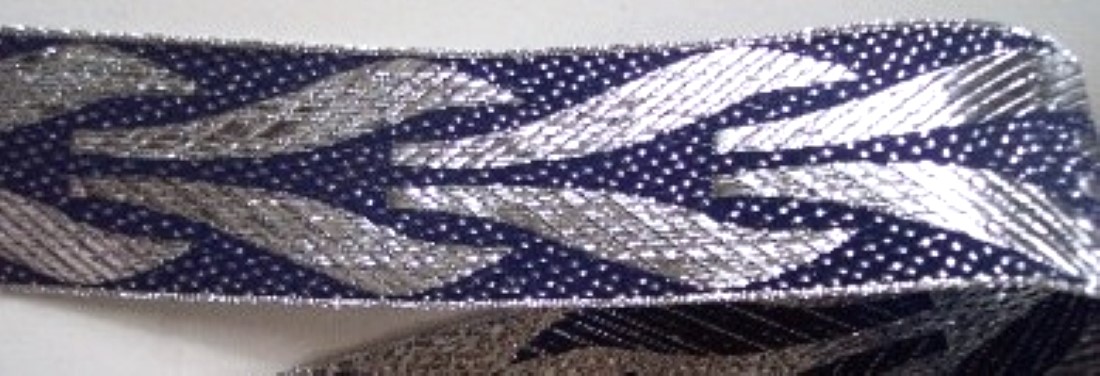 Navy/Silver Sparkle 1 5/8" Jacquard