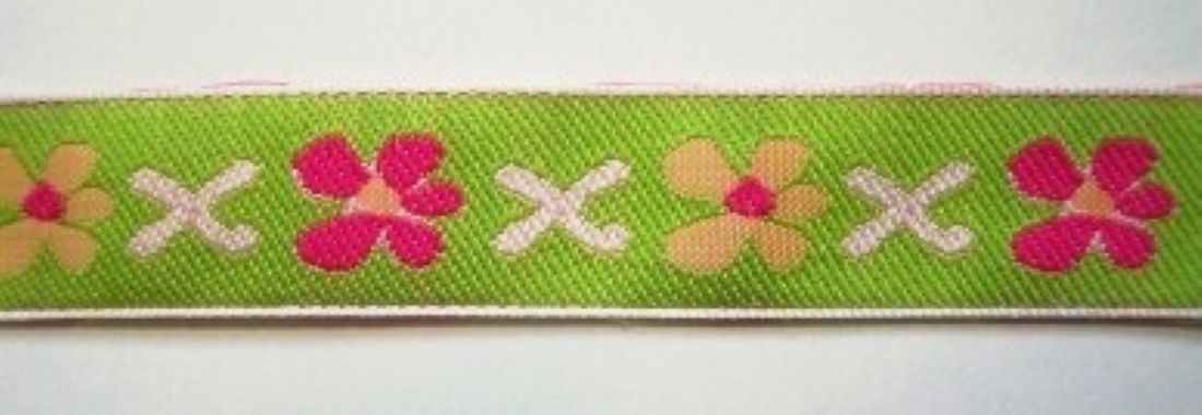 Lime/Hot Pink 11/16 Inch Jacquard