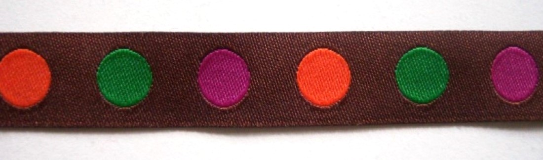 Brown/Orange Dots 5/8 Inch Jacquard