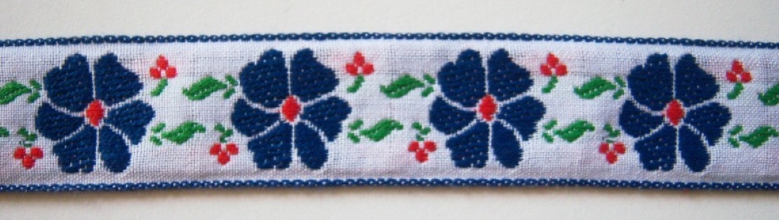 White/Century Floral 1 Inch Jacquard