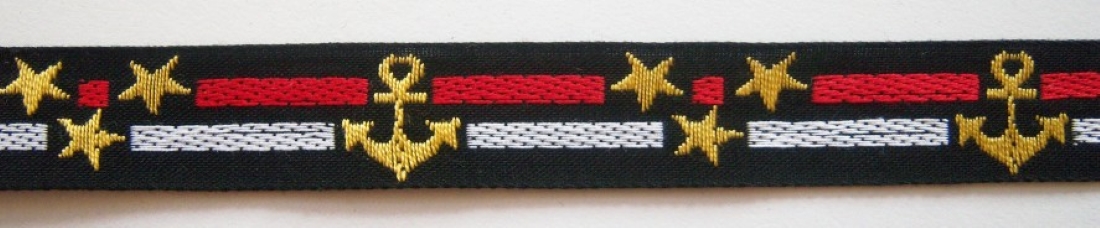 Black/Anchors 5/8 Inch Cotton Jacquard