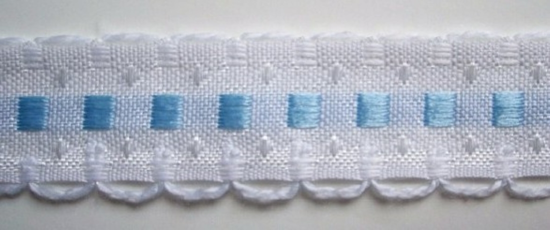 White/Blue 3/4 Inch Jacquard