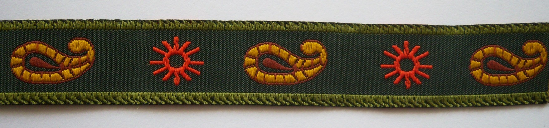 Olive/Gold Paisley 13/16 Inch Jacquard