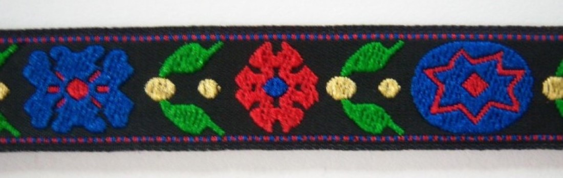 Black/Red/Royal 3/4 Inch Jacquard