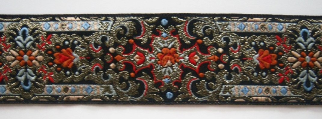 Black/Sienna/Gold 1 3/4" Jacquard
