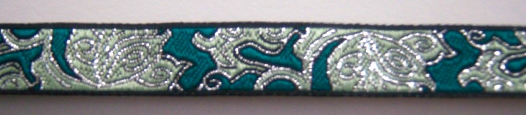 Teal/Silver 1/2" Jacquard