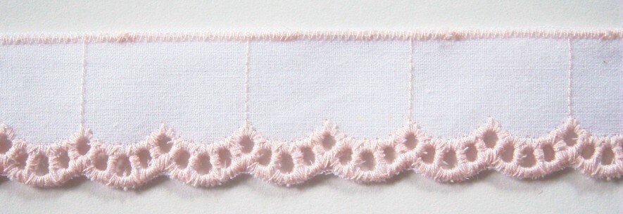 White/Pink 1" Eyelet Lace