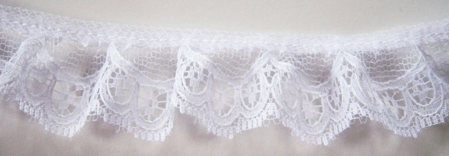 White 1 3/8" Ruffled Lace