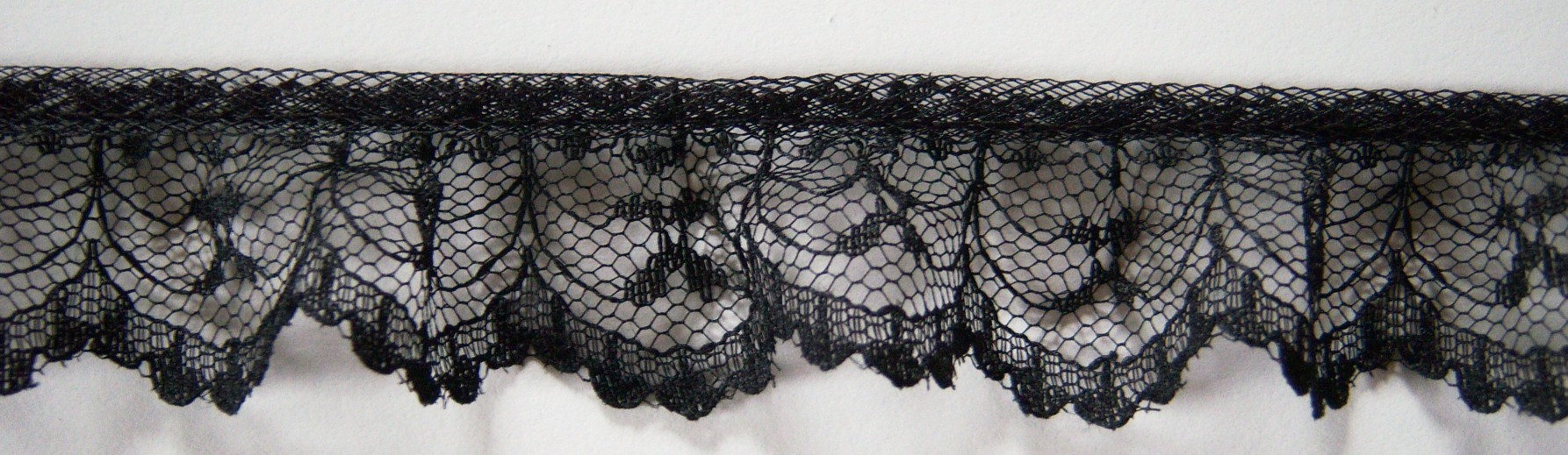 Black 1 1/8" Gathered Lace