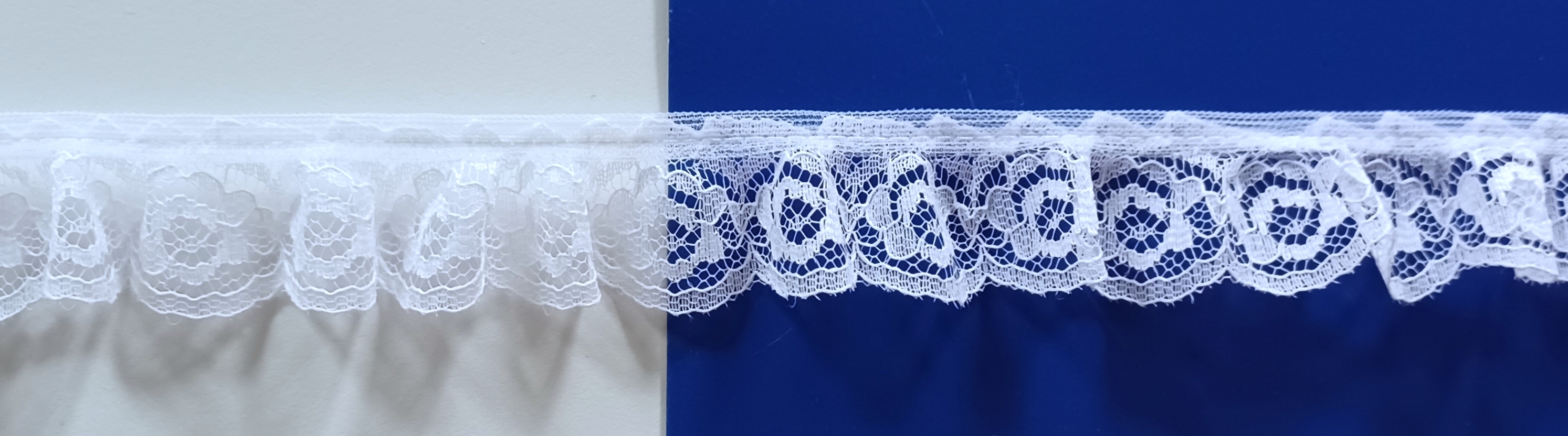 White 1 1/4" Ruffled Lace