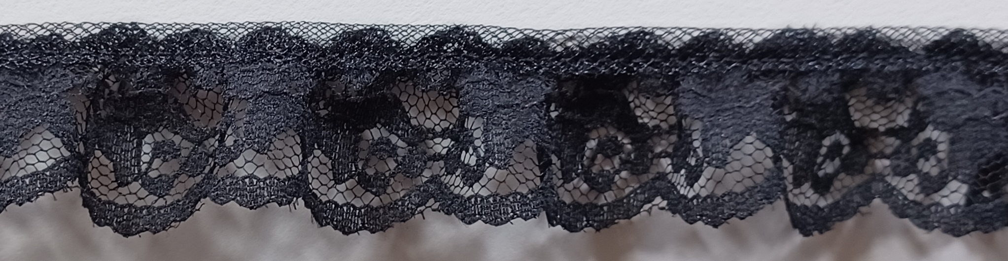 Black 1 1/4" Ruffled Lace