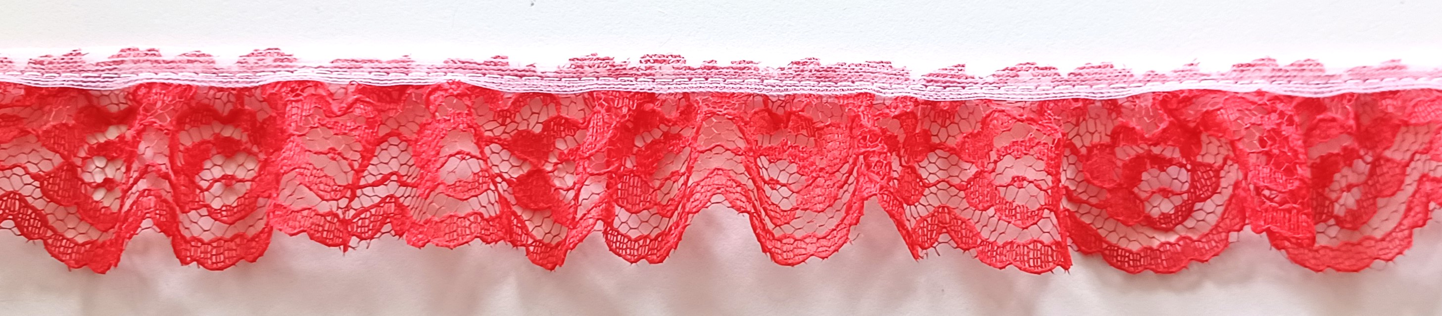 Happy Red 1 1/4" Ruffled Lace