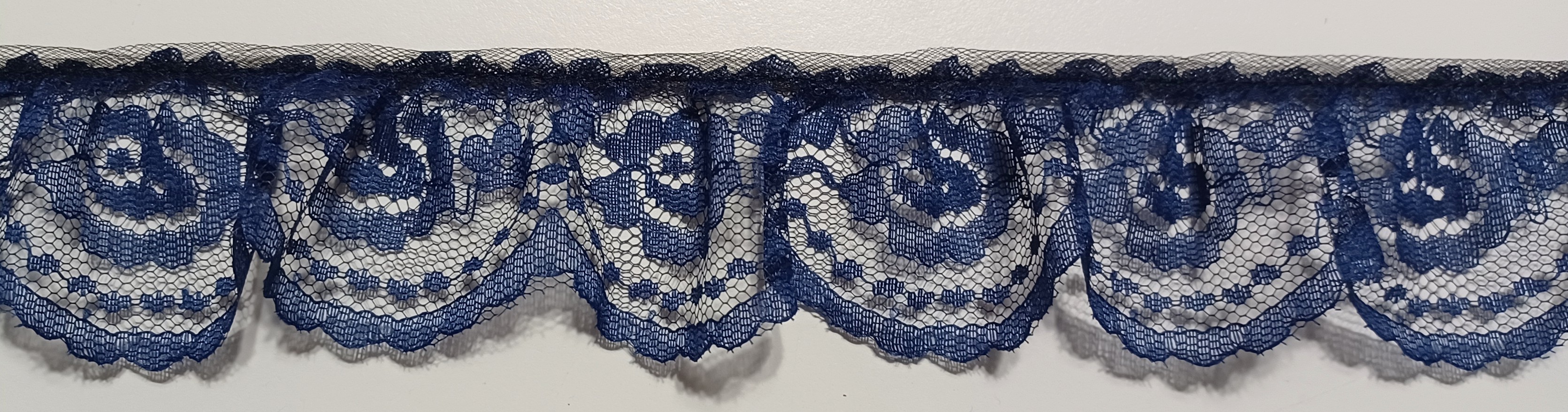 Navy 2" Ruffled Lace