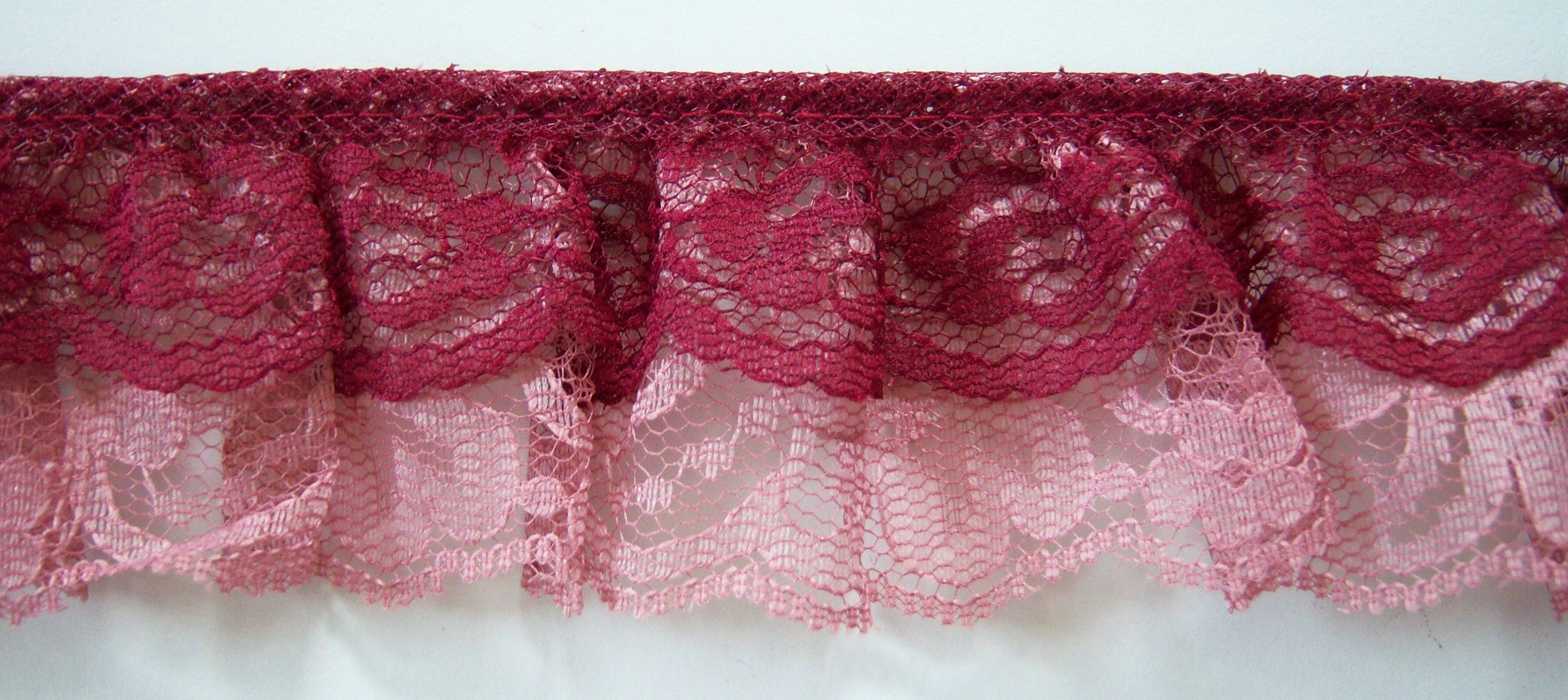 Wine/Dusty Rose Double Gathered Lace