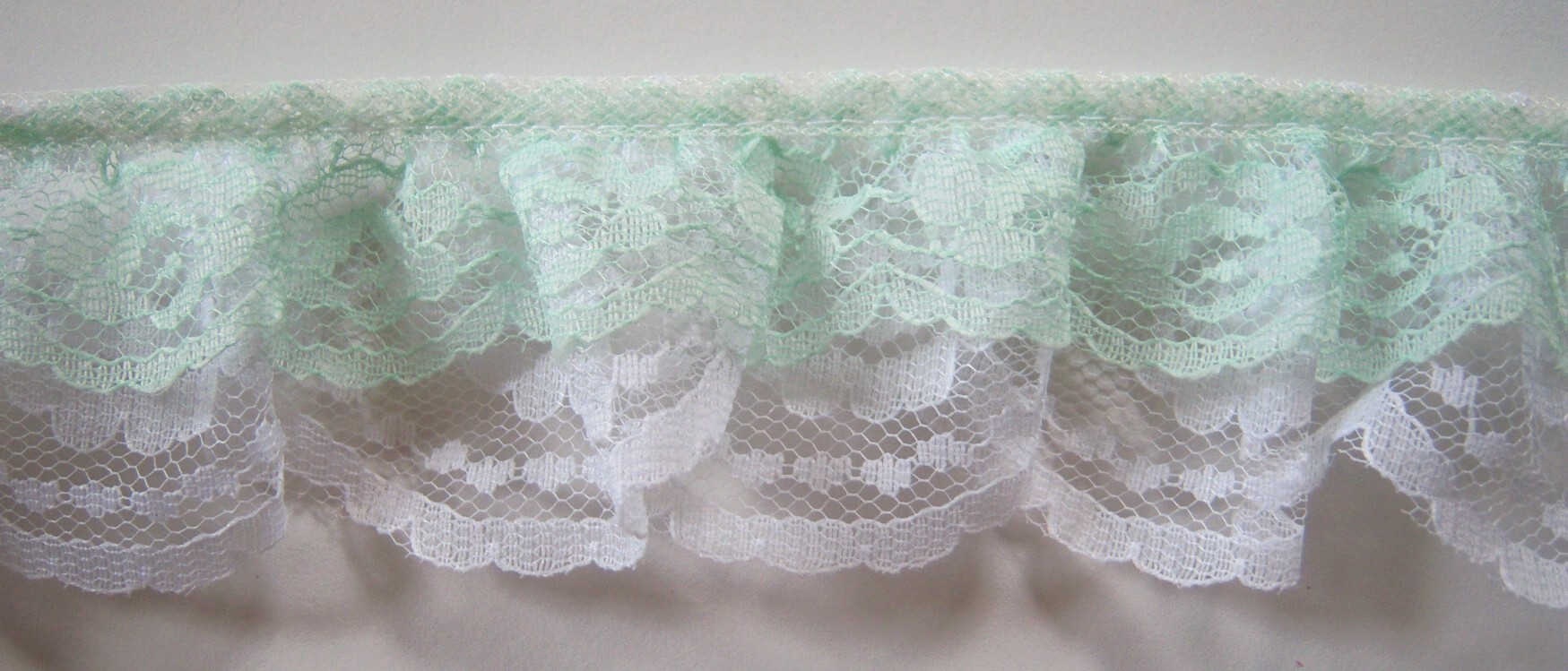 Celadon/White Double Gathered Lace